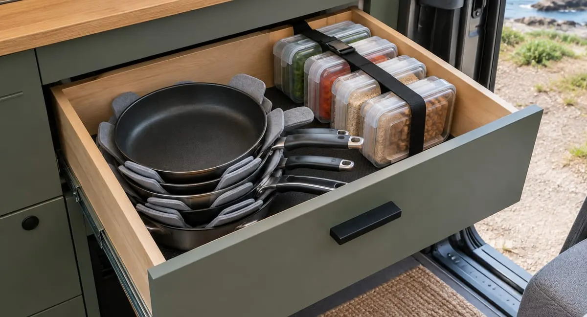 How to Stop Pots, Plates, and Drawers Rattling in a Van